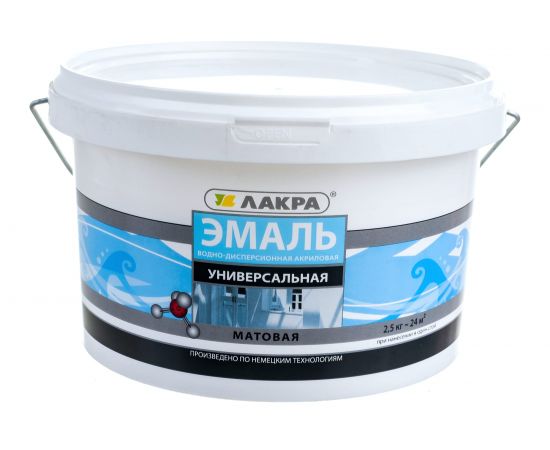 Универсальная акриловая эмаль Лакра белая, матовая, 2.5 кг 90003485867 