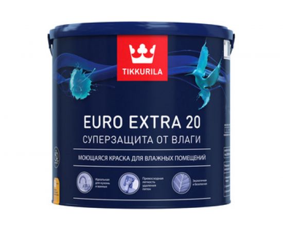 Краска TIKKURILA EURO EXTRA 20 моющаяся для влажных помещений, база A 9л 700001107 