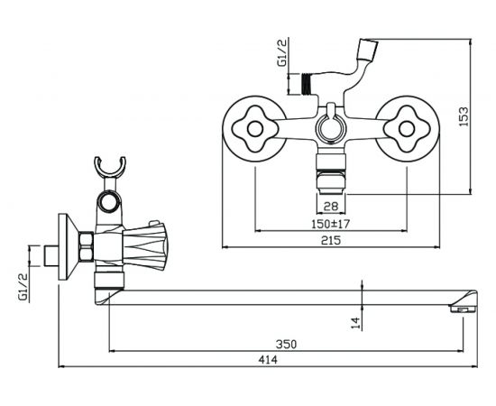 Смеситель для ванны OLIVES VIGO 21221VG с длинным изливом – изображение 2