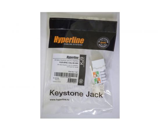 Вставка Keystone Hyperline KJ9-8P8C-C5e-90-WH Jack RJ-45(8P8C), категория 5e, белая 432595 – изображение 2