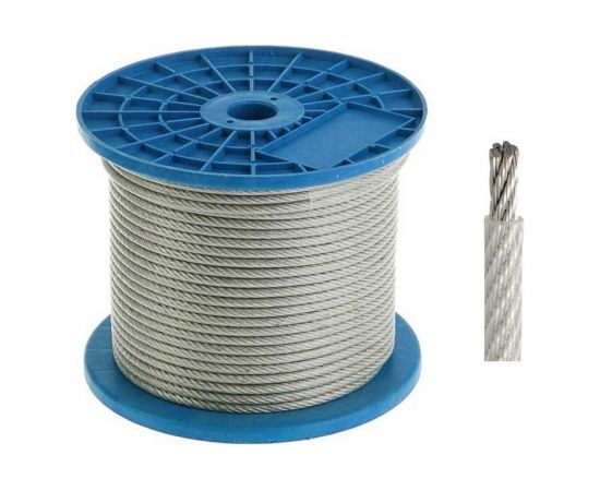 Стальной трос в ПВХ оплетке МЕТАЛЛСЕРВИС DIN 3055, 3/4, 200 м 1230955 – изображение 2