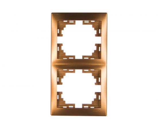 Рамка Lezard, MIRA, 2-ая, вертикальная, б/вст, золотой металлик, 701-1300-152 – изображение 2