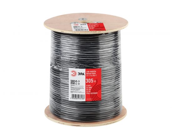 Кабель ЭРА витая пара F/UTP Cat5e 4x2x24 AWG CU PE ТРОС OUTDOOR 305м Б0044690 – изображение 2