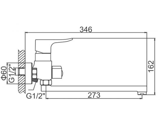 Смеситель для ванны LEDEME картридж д.35 мм длинный излив L30F дивертор в корпусе L2234 65681 – изображение 2