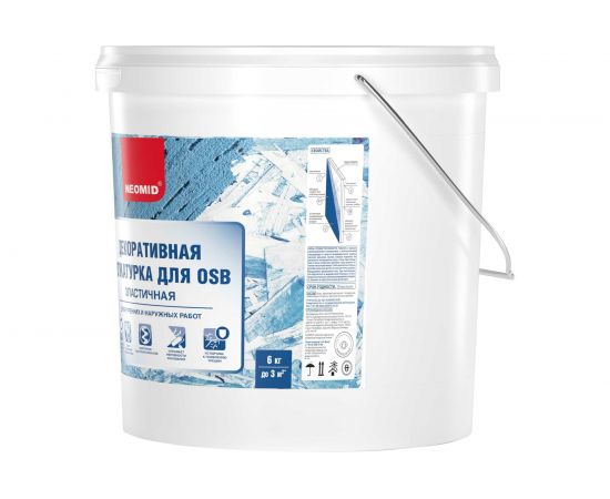 Штукатурка декоративная эластичная для плит OSB ""Короед"" (6 кг; бежевый) Neomid Н-Короед-6/беж – изображение 3