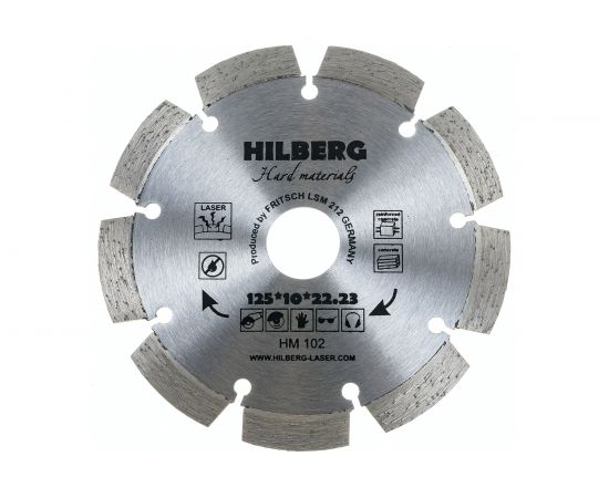 Диск алмазный отрезной сегментный Hard Materials Laser (125x22.23 мм) Hilberg HM102 