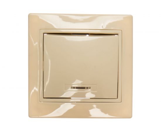 1клавишный выключатель IEK КВАРТА в сборе, кремовый, с индикатором EVK11-K33-10-DM 