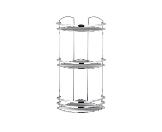 Полка в ванную TEKNO-TEL LM009SSM угловая, 3 яруса, нерж.сталь матовый 00-00002983 