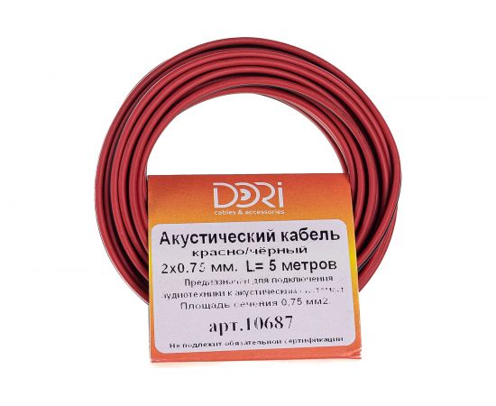 Акустический кабель DORI 2x0,75 чёрно-красный 5м, шт 10687 