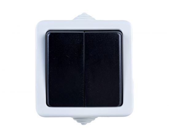 2-х полюсный двухклавишный переключатель LK Studio с 2-х мест, схема 6+6, IP54 10А/250V IP54 80006 