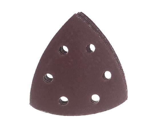 Треугольник абразивный на ворсовой подложке под липучку (5 шт; 93 мм; P180; 6 отв) MATRIX 73864 – изображение 2