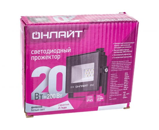 Светильник ОНЛАЙТ OFL-20-6K-BL-IP65-LED 61949 – изображение 2