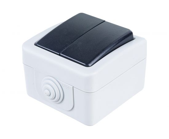 2-х полюсный двухклавишный переключатель LK Studio с 2-х мест, схема 6+6, IP54 10А/250V IP54 80006 – изображение 3