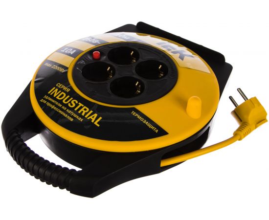 Удлинитель на катушке IEK 4х10м УК10 с термозащитой 3х1.0 Industrial WKP14-10-04-10 277734 