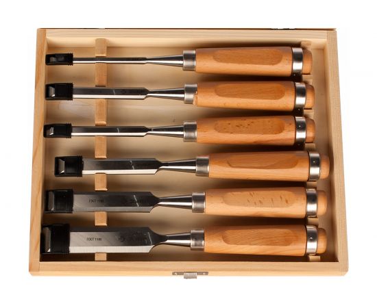 Набор стамесок-долот ЗУБР ЭКСПЕРТ, с деревянной ручкой, хромованадиевая сталь, 6; 10; 12; 16; 20; 25мм, 6шт 18096-H6 