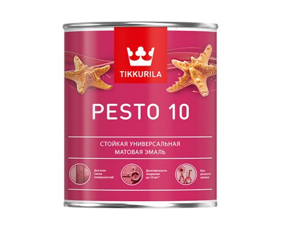 Алкидная эмаль TIKKURILA песто 10 база с 0,9 л матовая 25772 