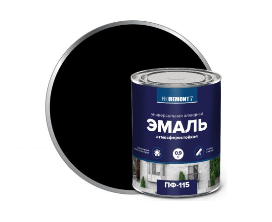Эмаль PROREMONTT ПФ-115 черная, 0.9 кг Лк-00004480 