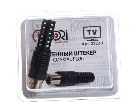 Антенный штекер DORI пластик чёрный 1 шт. в блистере 2322-1 