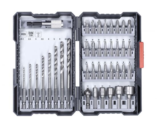 Набор бит, сверл, головок, 39 предметов, кейс kwb 108910 