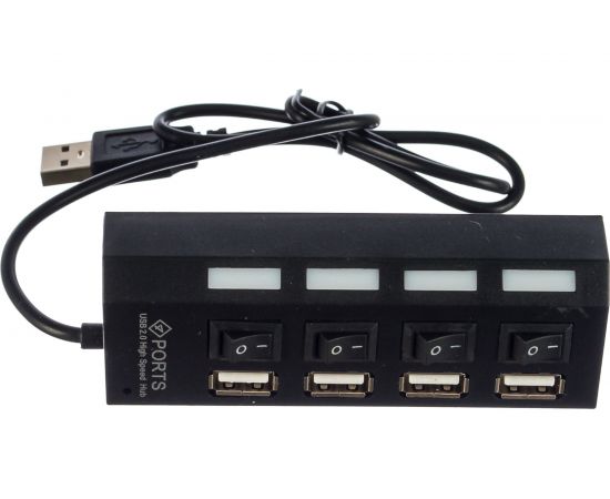 Концентратор Gembird USB 2.0 с подсветкой и выключателем, 4 порта, блистер UHB-243-AD 