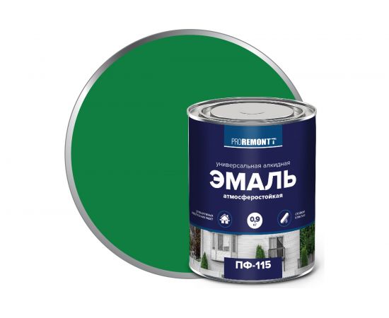 Эмаль PROREMONTT ПФ-115 ярко-зеленая, 0.9 кг Лк-00004484 