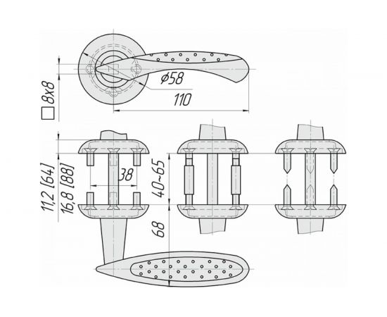 Дверная ручка на фланце CRIT РФ-8836 Зп/Зм 00436 – изображение 2