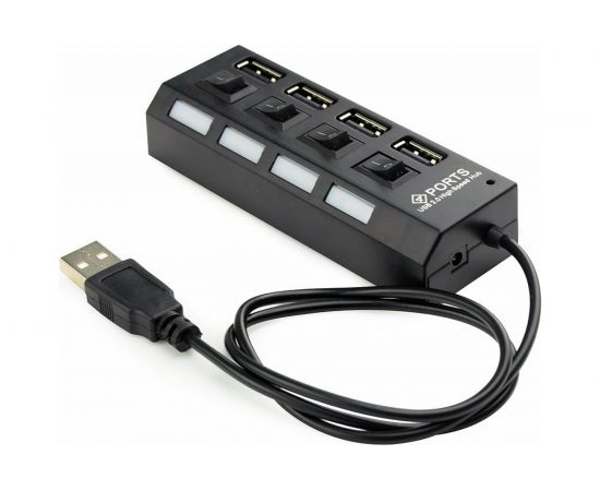 Концентратор Gembird USB 2.0 с подсветкой и выключателем, 4 порта, блистер UHB-243-AD – изображение 2