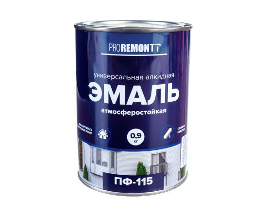 Эмаль PROREMONTT ПФ-115 черная, 0.9 кг Лк-00004480 – изображение 2