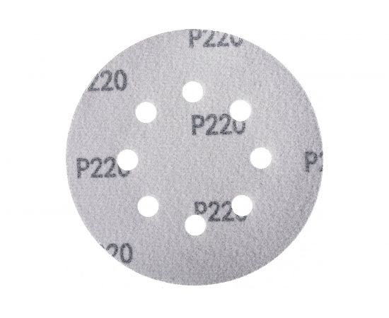 Круг шлифовальный на липучке c отверстиями (5 шт; 125 мм; P200) Hogert Technik HT8D127 – изображение 3