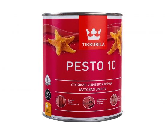 Алкидная эмаль TIKKURILA песто 10 база с 0,9 л матовая 25772 – изображение 5