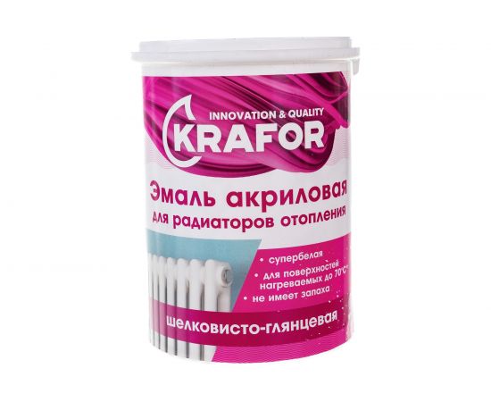 Акриловая эмаль Krafor для радиаторов супербелая 1 кг 4 44987 
