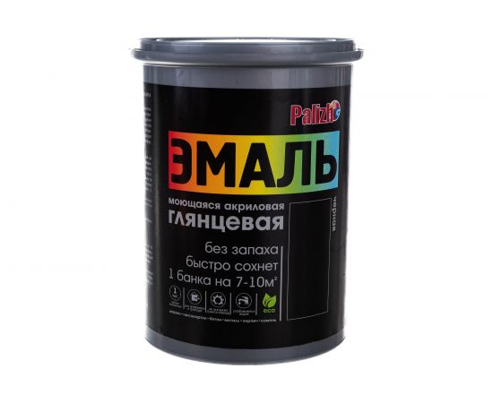 Акриловая эмаль PALIZH глянцевая №608 черная 1кг 1/6 11605622 