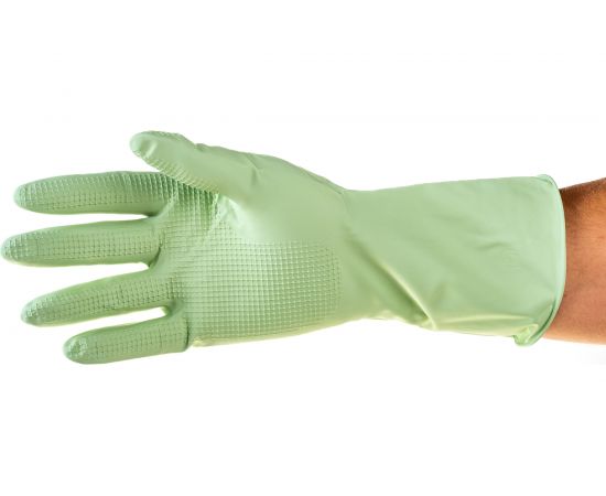 Латексные перчатки Рыжий кот с хлопковым напылением, зеленые, размер M 101279 