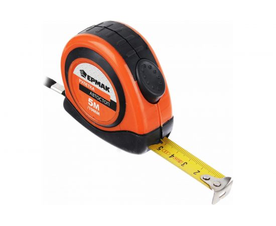 Рулетка ЕРМАК Автостоп, двукомпонентный корпус, 5мх19мм 658-121 