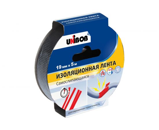 Самослипающаяся изолента ПВХ UNIBOB 19 мм х 5 м черная 211774 