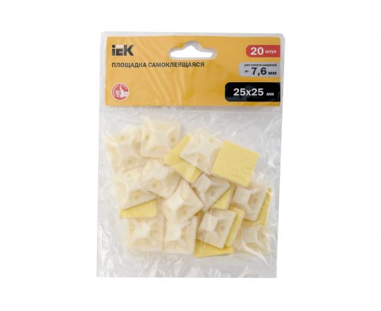 Самоклеящаяся площадка под хомуты IEK 25x25 белая 20 шт. ИЭК UHP30-25-020 – изображение 2