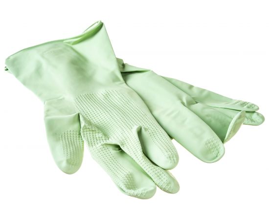 Латексные перчатки Рыжий кот с хлопковым напылением, зеленые, размер M 101279 – изображение 3