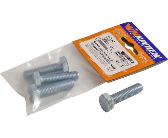 Болт с ш/г VIPкрепеж DIN 933 (558) полная резьба 10х40 3шт 26906 VIPS – изображение 3