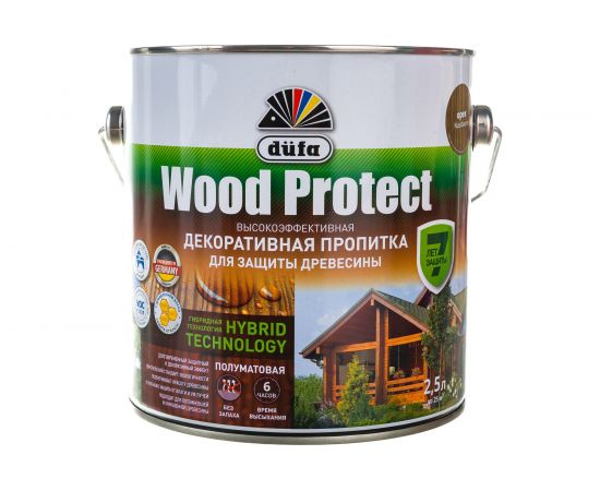 Пропитка для защиты древесины Dufa Wood Protect орех 2,5 л Н0000006375 – изображение 4