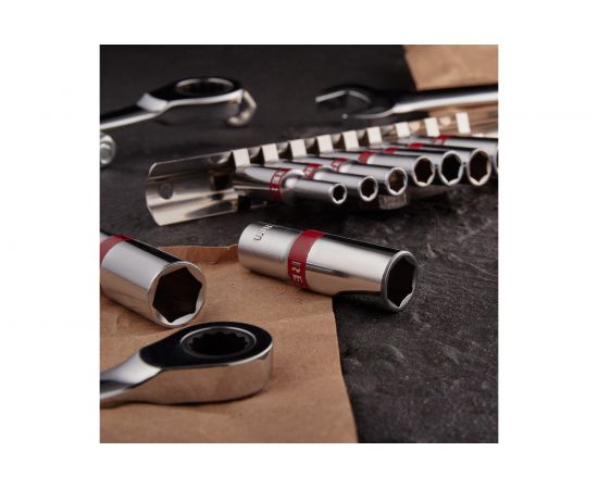 Набор удлиненных торцевых головок REXANT 1/4, шестигранные, CrV, 10 шт, 4-13 мм 12-8318 – изображение 6