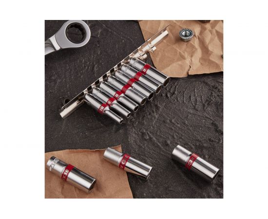 Набор удлиненных торцевых головок REXANT 1/4, шестигранные, CrV, 10 шт, 4-13 мм 12-8318 – изображение 7