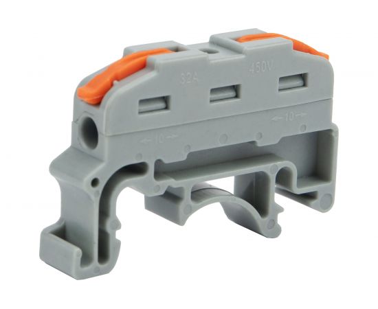 Клемма проходная REXANT с рычажком 1 полюс 0,08-4 мм2 с крепление на DIN-рейку серая 25 шт 07-6263-1 