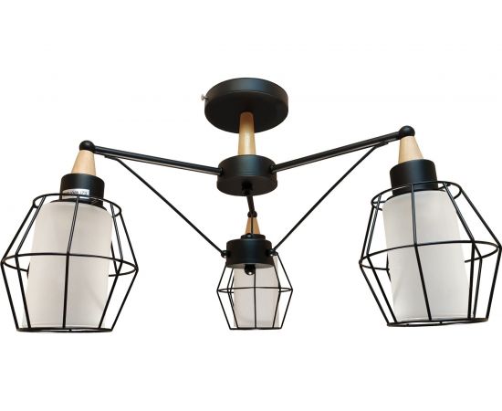 Люстра JUPITER LIGHTING черная + светлое дерево-3х60W E27 230V, 31 см-50 см-50 MО 85-1039/3 