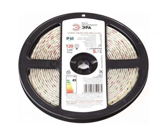 Светодиодная лента ЭРА LS2835-120LED-IP65-WW-eco-5m Б0035600 