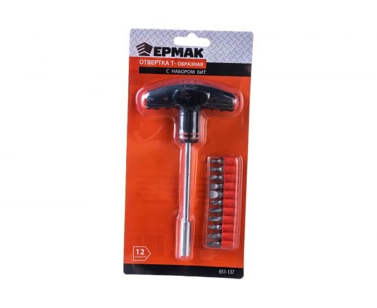 Отвертка ЕРМАК Т-обр. с набором бит 11пр. 651-137 