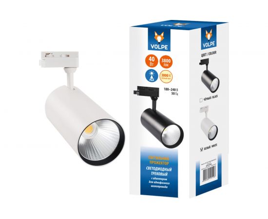 Трековый светодиодный светильник-прожектор Volpe ULB-Q276 40W/3000К WHITE UL-00005946 
