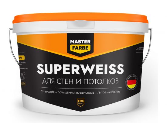Интерьерная водно-дисперсионная краска MASTER FARBE Superweiss (высокоукрывистая; супербелая; 3 кг) 4631159427392 