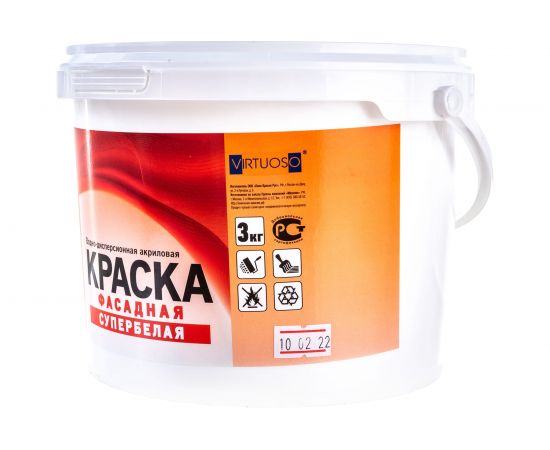 Краска VIRTUOSO V-100 А фасадная 3кг морозостойкая 11587839 – изображение 2