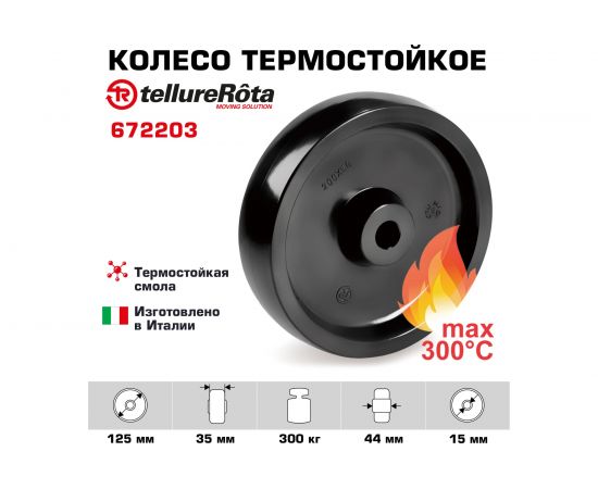 Колесо (125 мм; 300 кг) Tellure rota 672203 – изображение 2