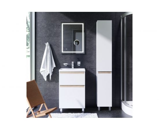 Универсальное зеркало AM.PM с контурной Led-подсветкой, часами и косметическим зеркалом M91AMOX0553WG – изображение 2